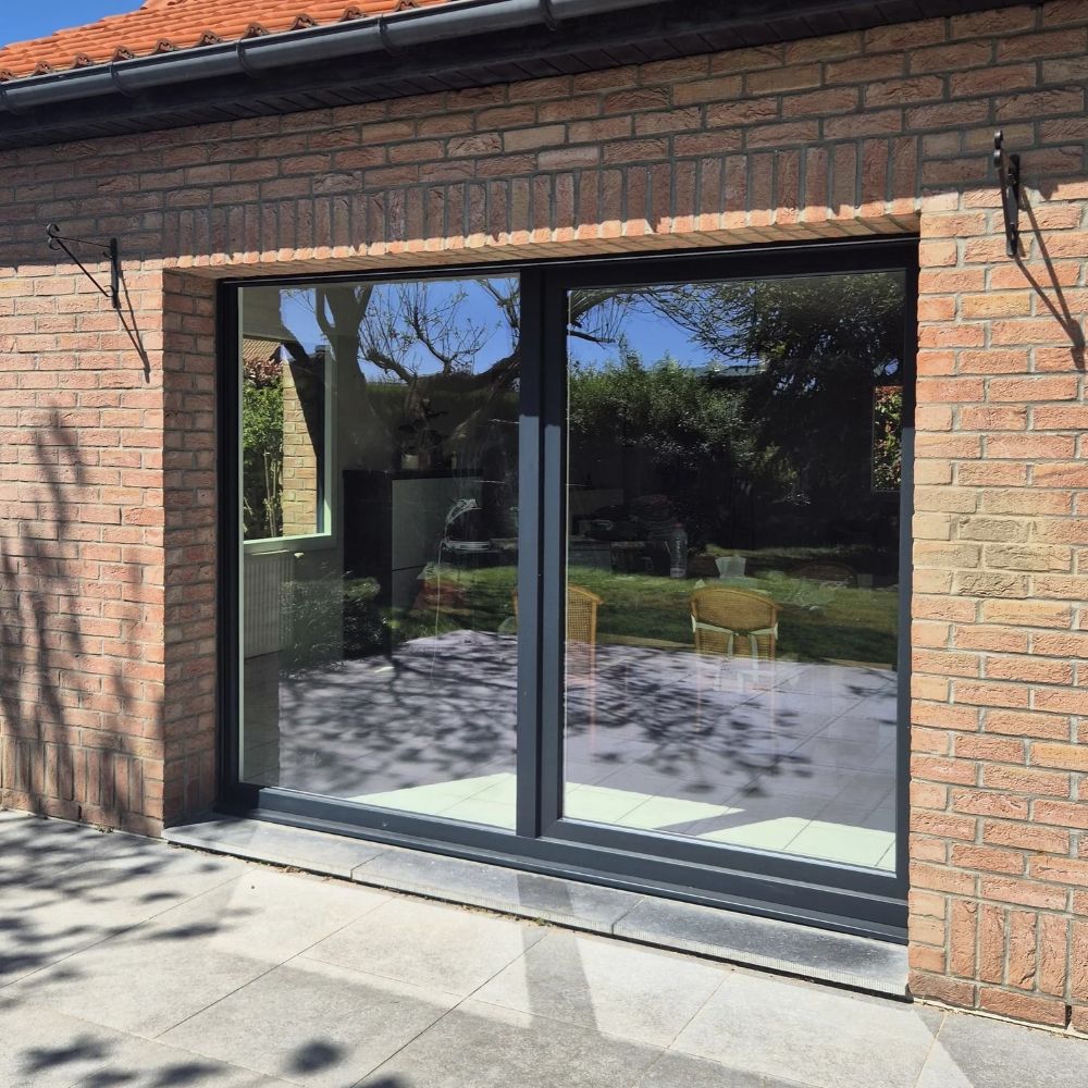 baie coulissant aluminium buquet pastant